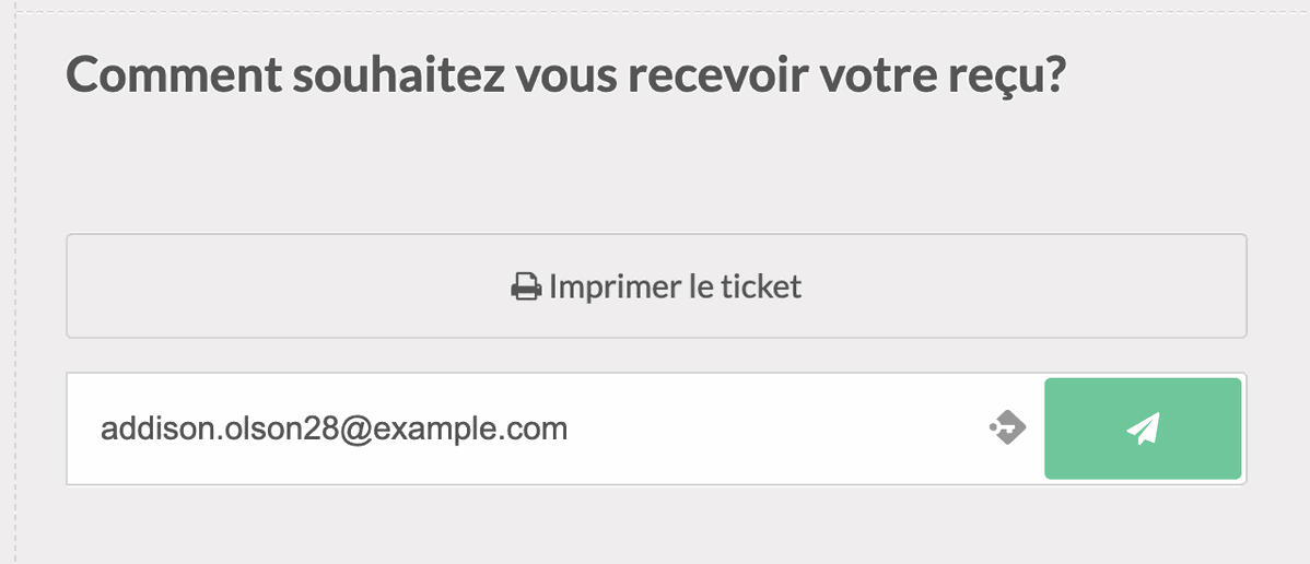 Envoi ticket au client Envoi ticket