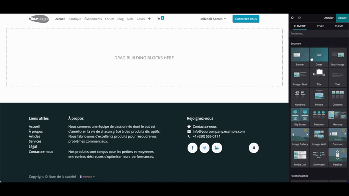 Blocs personnalisables Odoo Blocs personnalisables Odoo