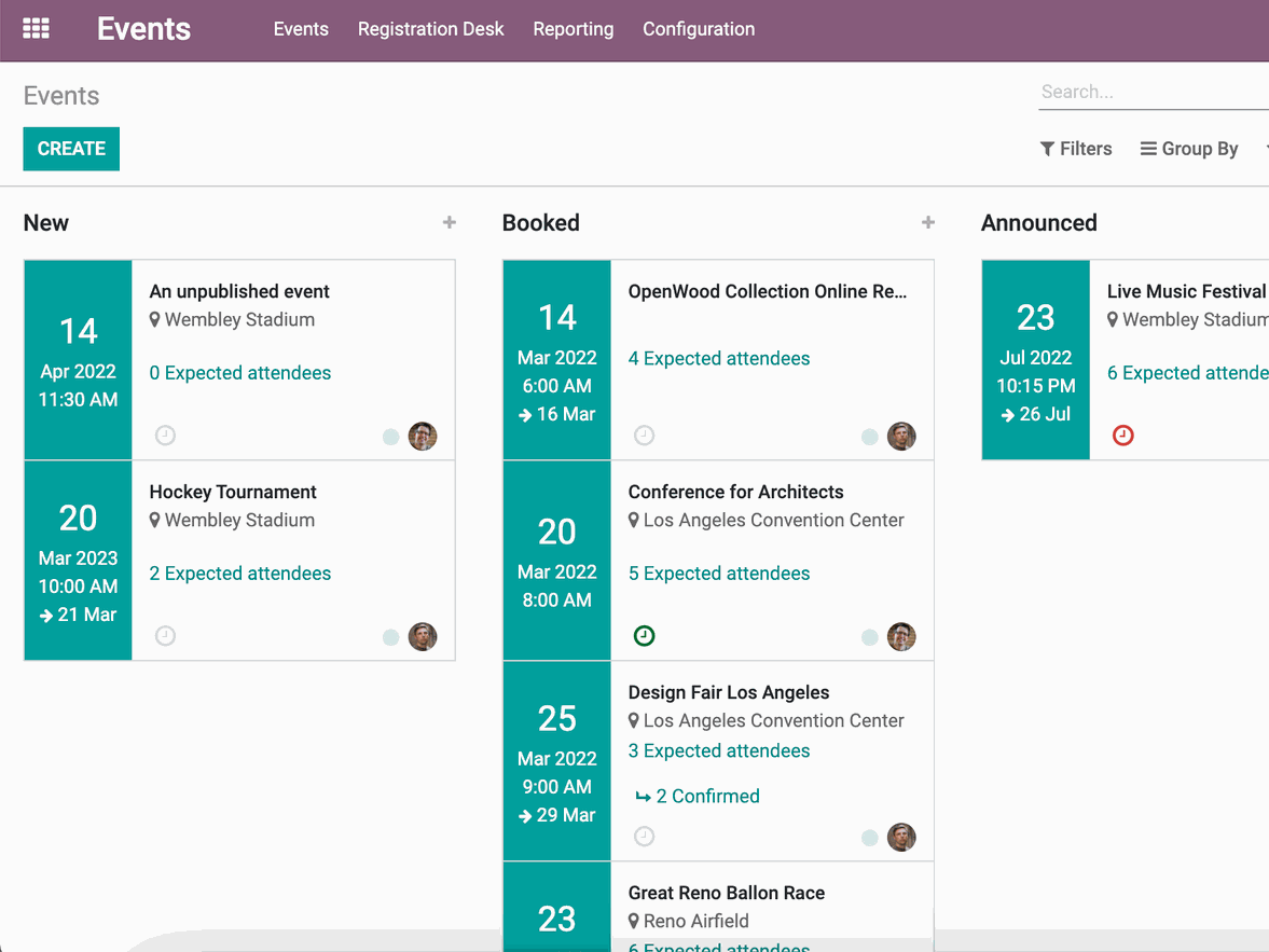 Créer des évènements avec Odoo Créer des évènements avec Odoo