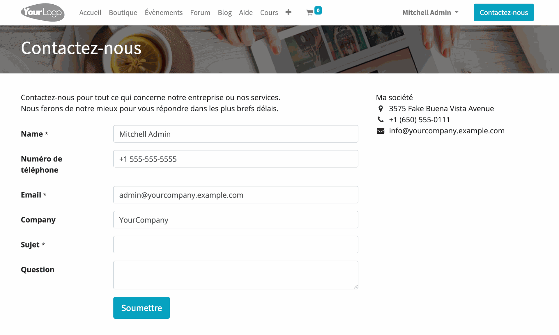 Formulaire de contact Odoo Formulaire de contact Odoo