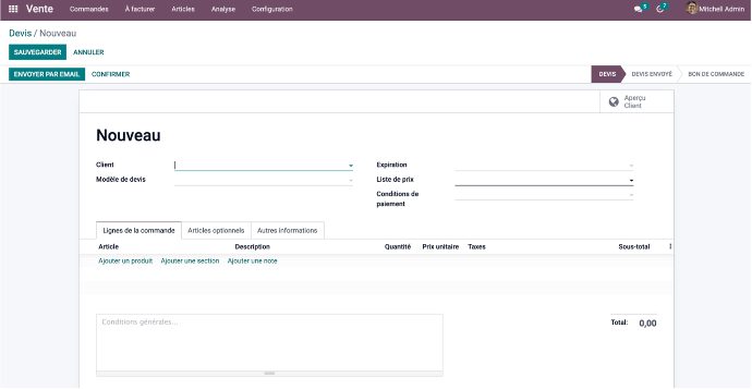 Créer un devis avec Odoo Créer un devis avec Odoo