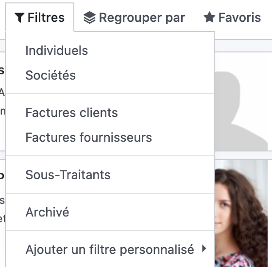 Filtrer les contacts