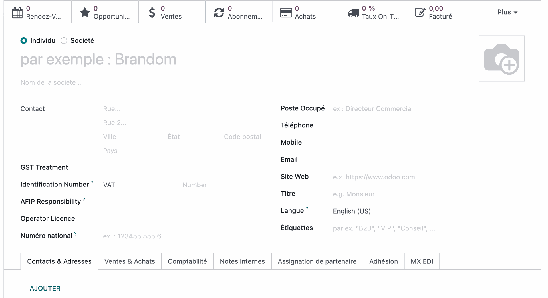 Fiche contact Individu