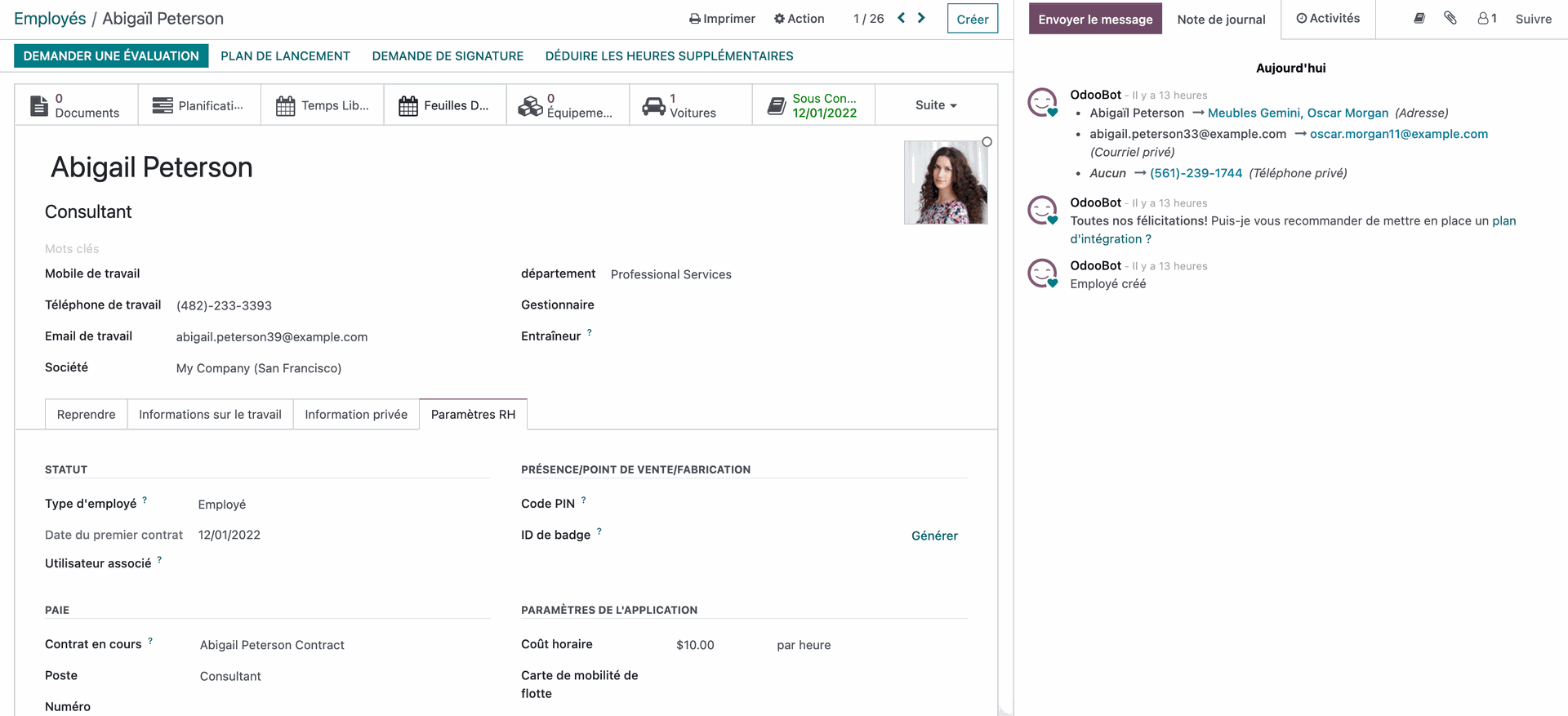 Fiche Employé Odoo