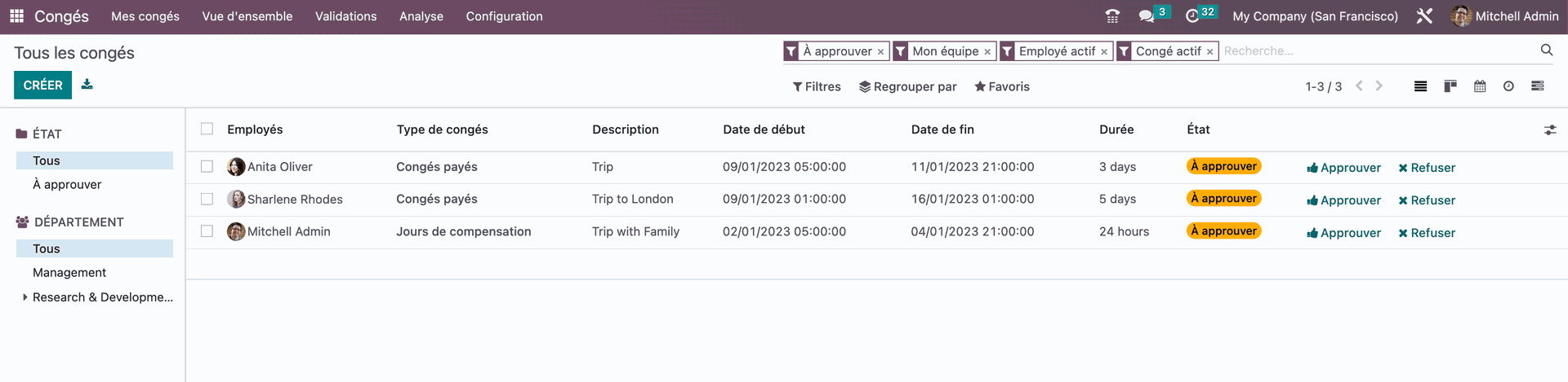 Paramétrage des congés dans Odoo Paramétrage des congés dans Odoo